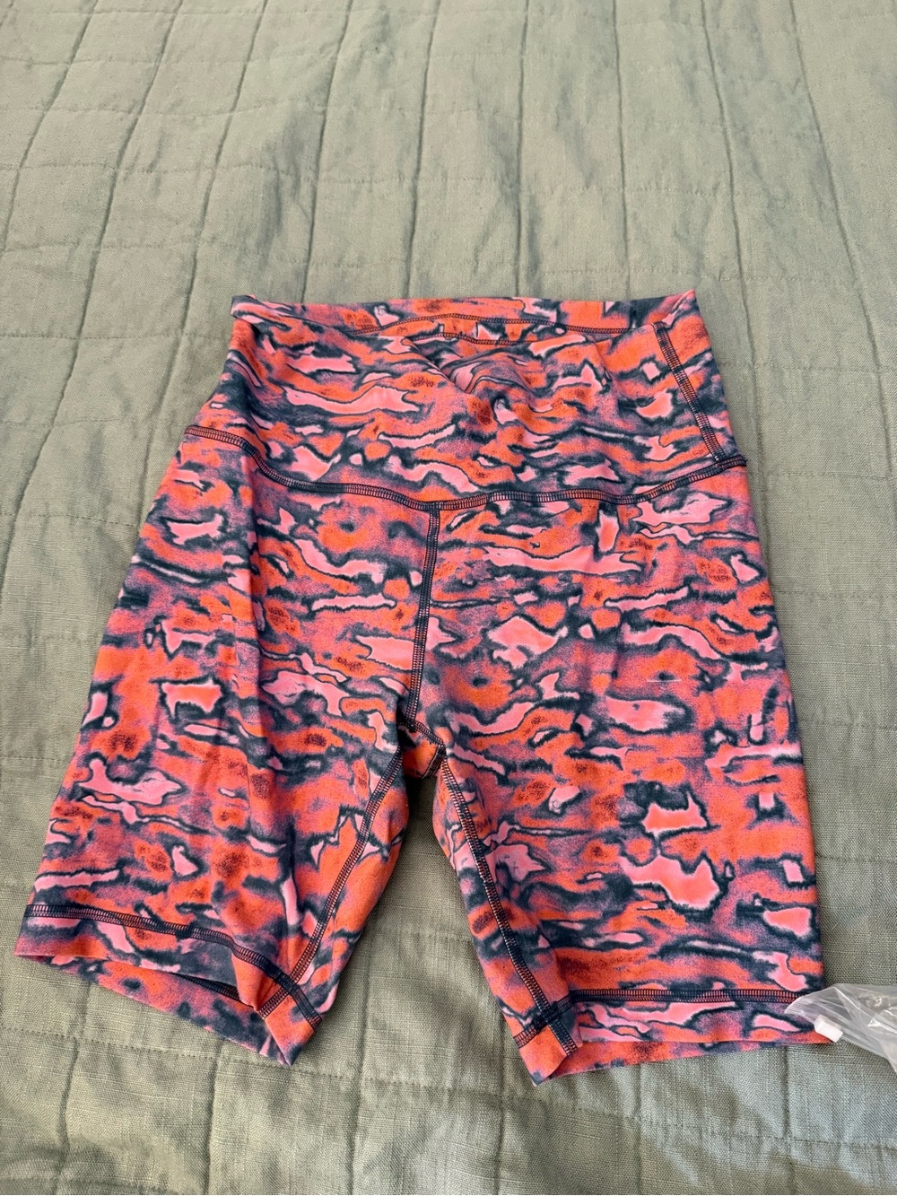 lululemon athletica Coral and Pink Abstract High-Rise Bike Shorts
